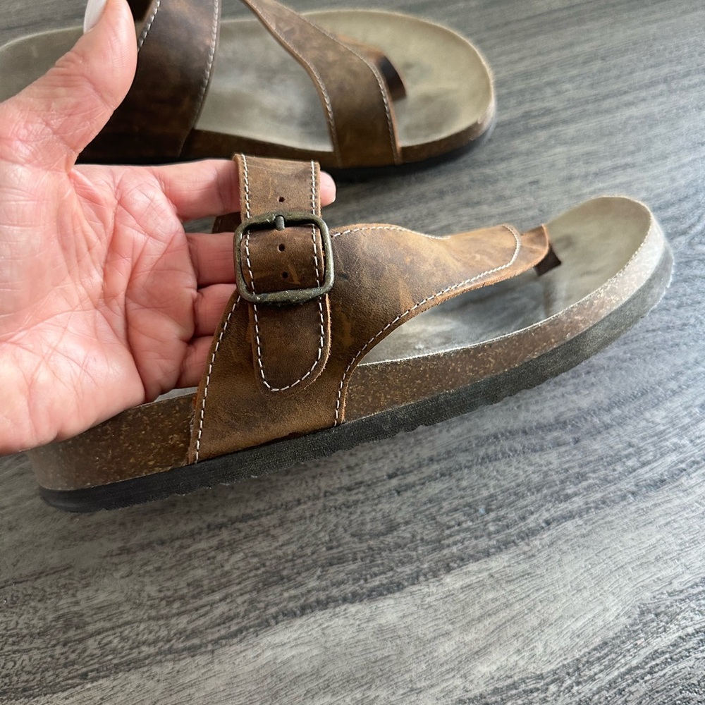Brown Leather Footbed Sandals - Picture 5 of 6